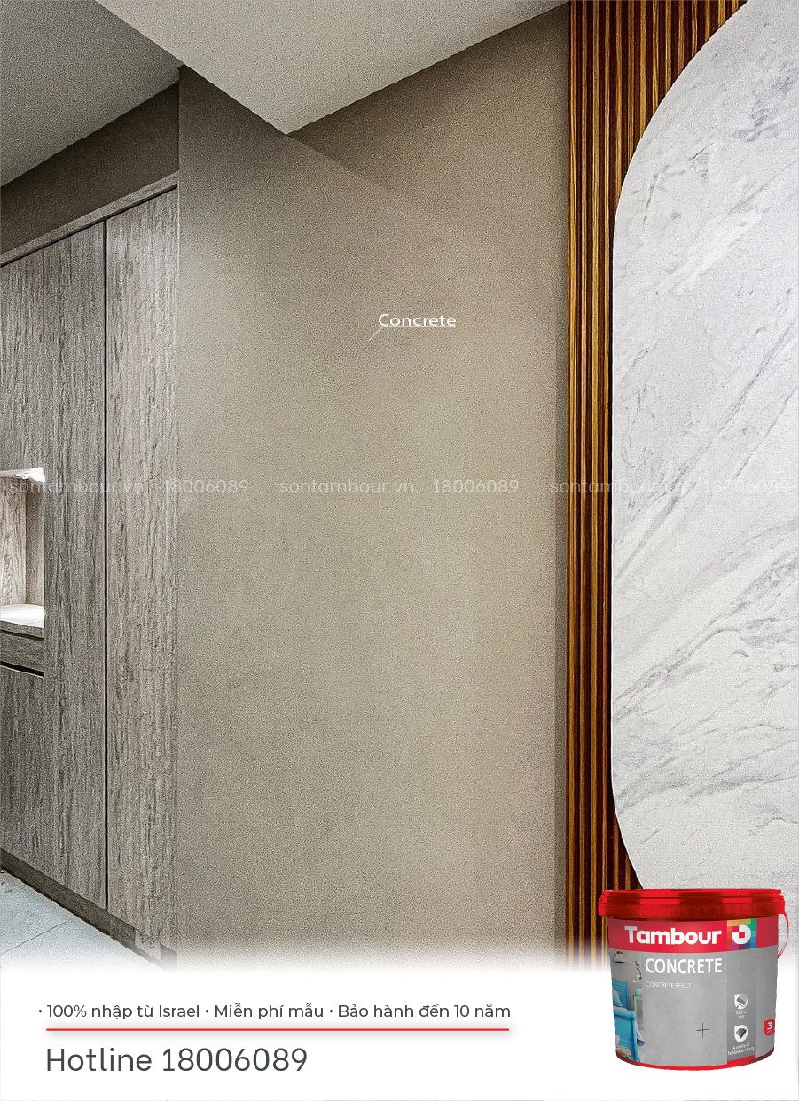 Tambour Concrete - Xu hướng sơn hiệu ứng bê tông đẹp bền vững